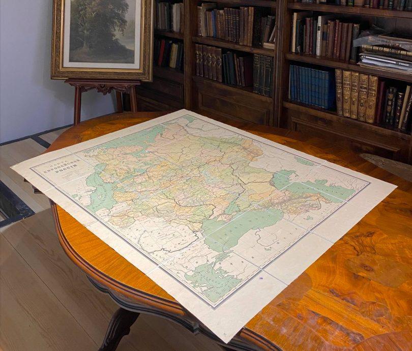 Карта Европейской России Картографическое заведение А.Ильина До 1917 года. 83х105 см,
