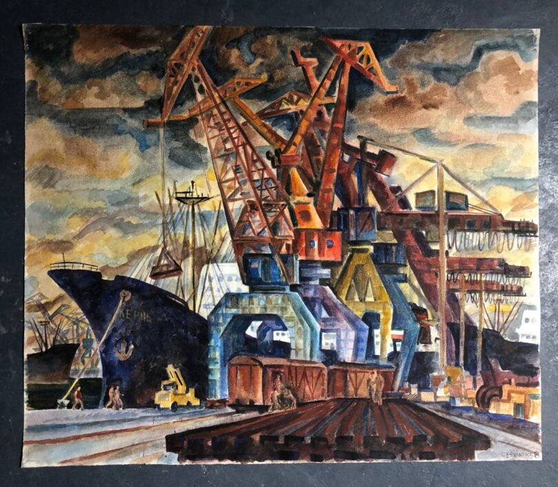 Іллічівський порт, акварель, Черватюк В.О., 1978
