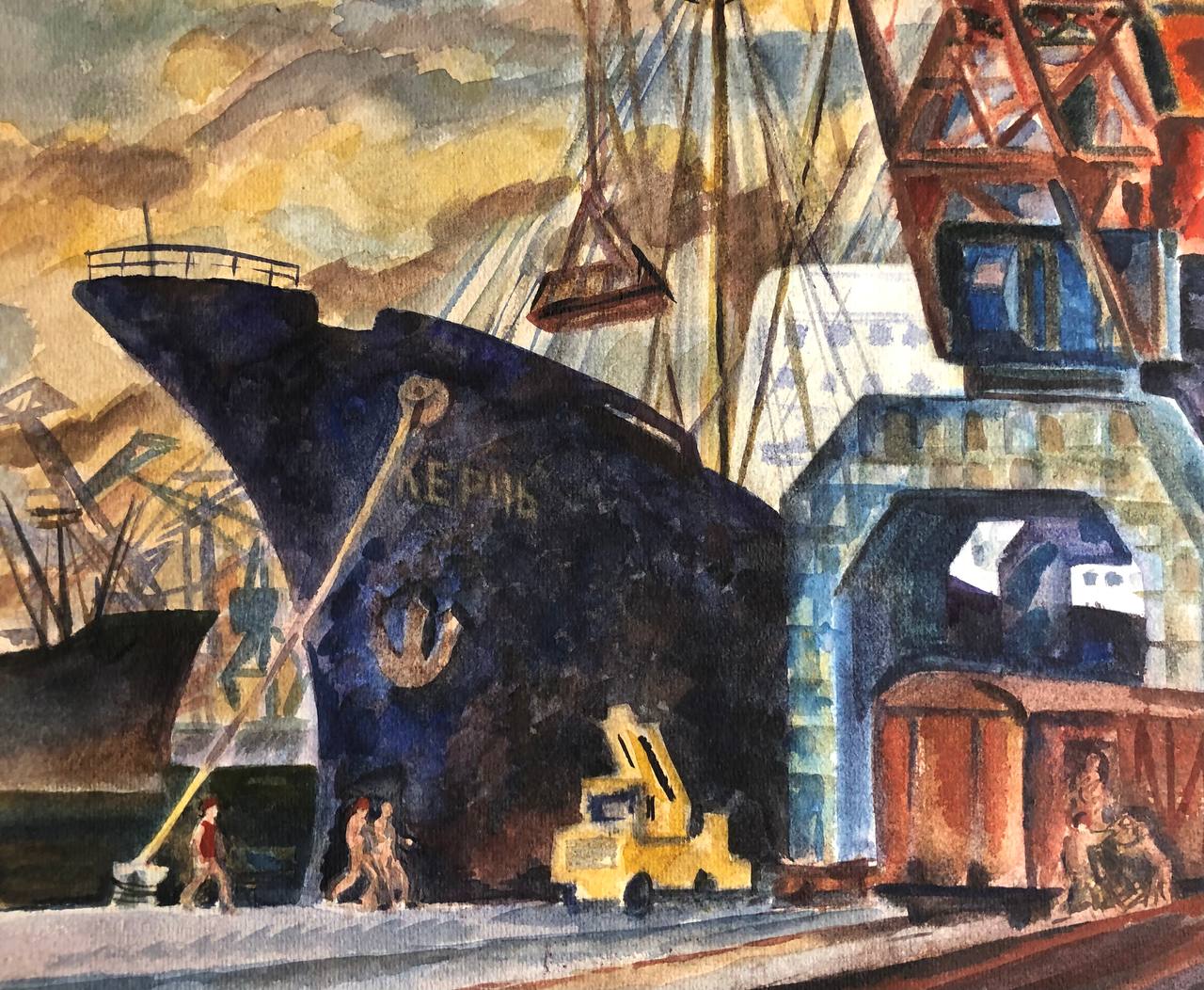Іллічівський порт, акварель, Черватюк В.О., 1978
