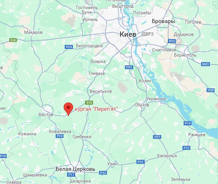 Переп'ят геолокація скіфського кургану Перепят