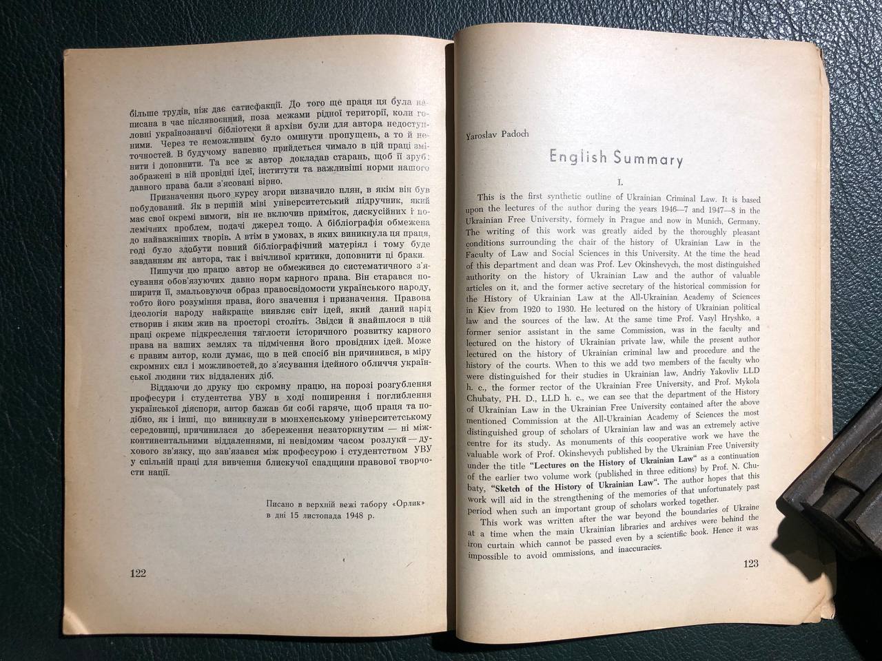 Нарис історії українського карного права, Я. Падох, 1951